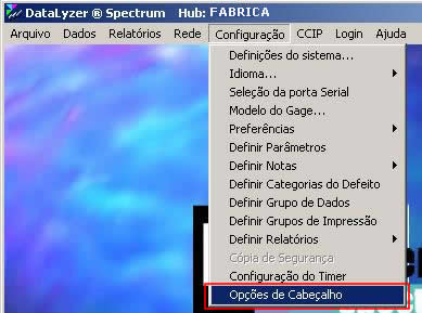 Janela principal do m�dulo Hub do Datalyzer Spectrum