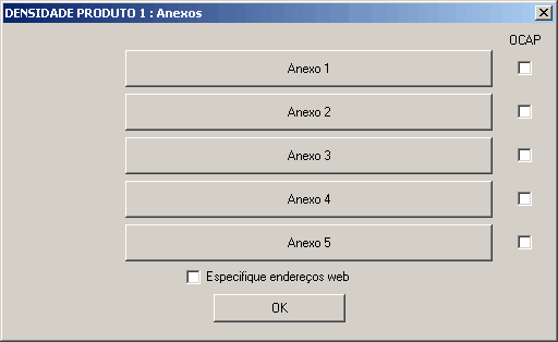 Janela com os bot�es para adicionar os anexos � caracter�stica