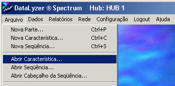 Menu Arquivo - Abrir Característica da tela principal do Módulo Hub