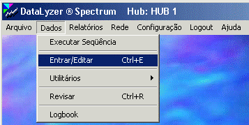 Menu Dados - Entrar/Editar da tela principal do módulo Hub